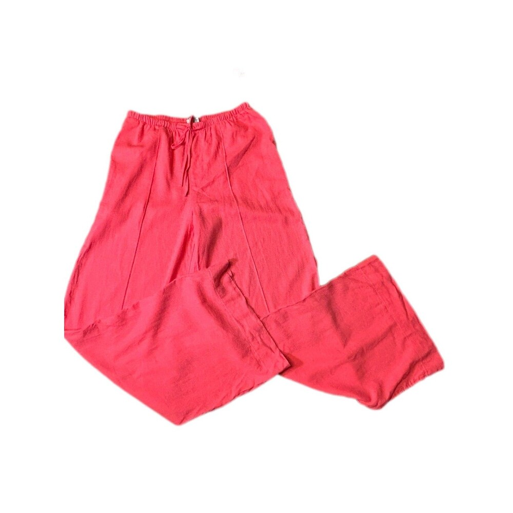 A New Day Linen Blend Wide Leg Pants Pink Size Small NWT Elastic Waist